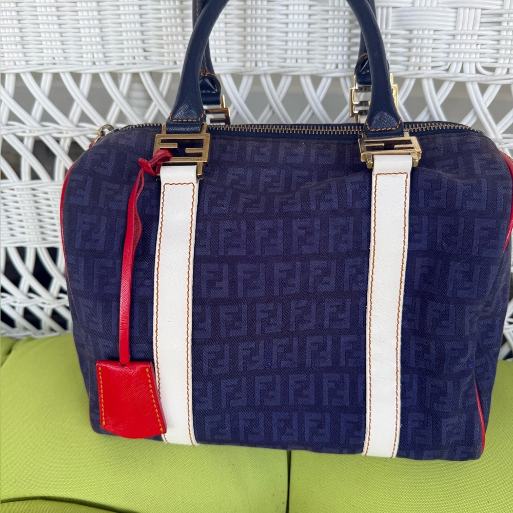 Fendi Red , white & Blue small Boston Bag